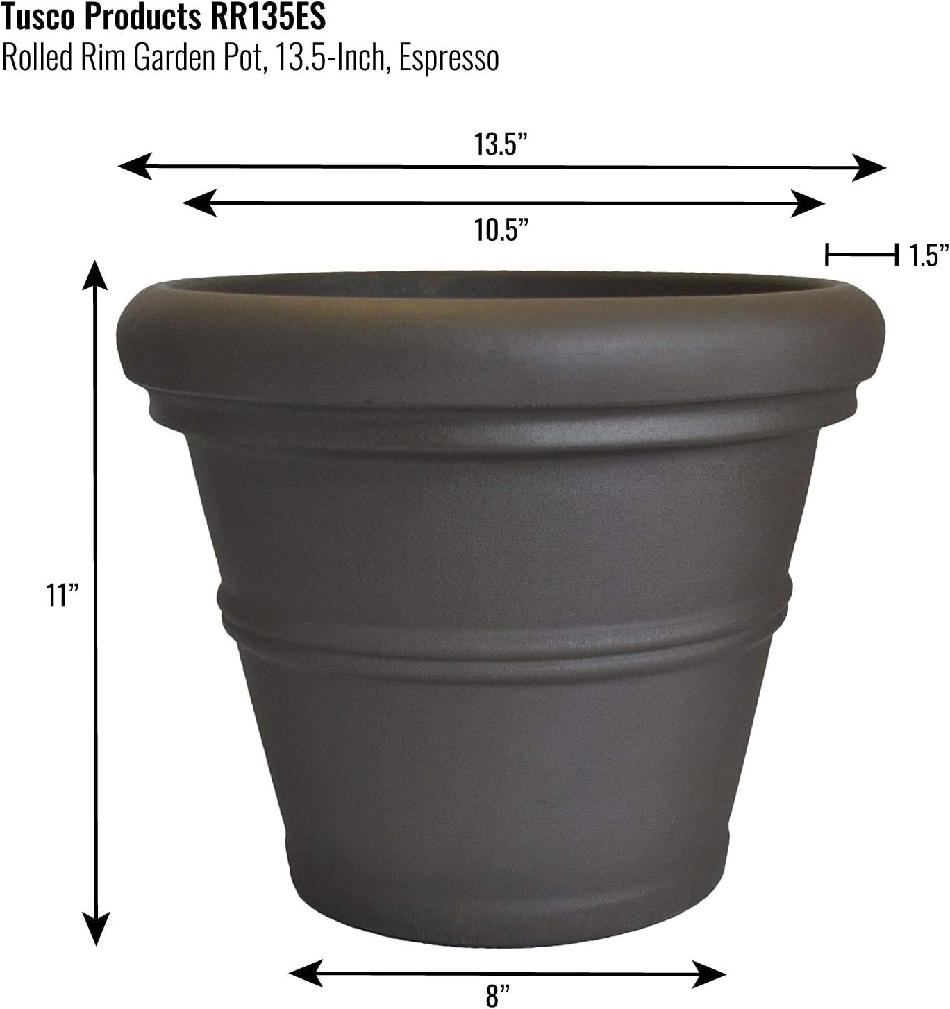 Tusco Products T30 Rolled Rim Pot, Round, Terra Cotta, 30-Inch