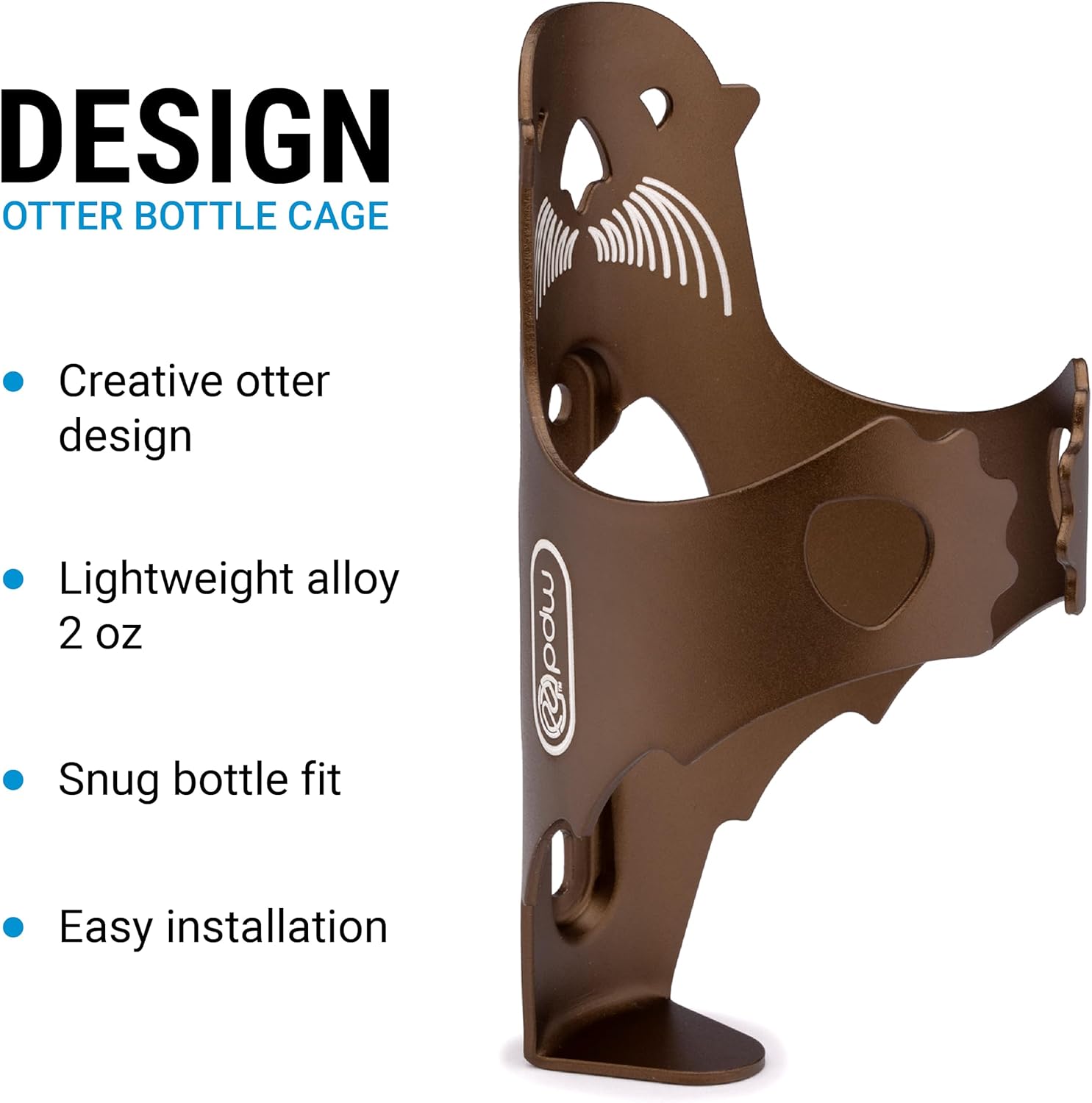 Portland Design Works Water Bottle Cage - Lightweight Water Bottle Holder for Bikes, Owl Cage, Black/Gold