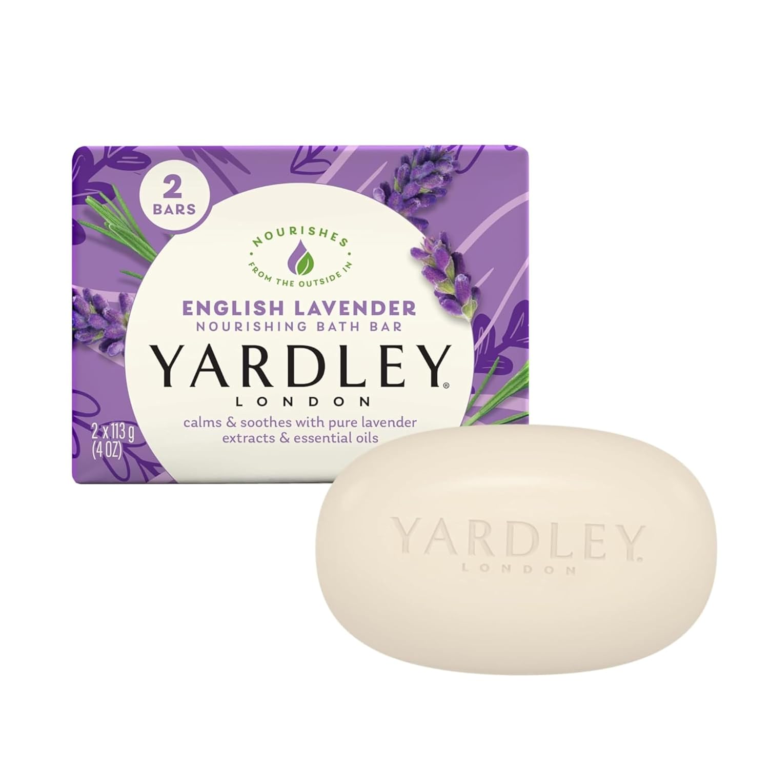 Yardley London Nourishing Bath Soap Bar Aloe & Avocado, Conditions Skin with Creamy Avocado & Olive Extracts, 4.0 oz Bath Bar, 1 Soap Bar