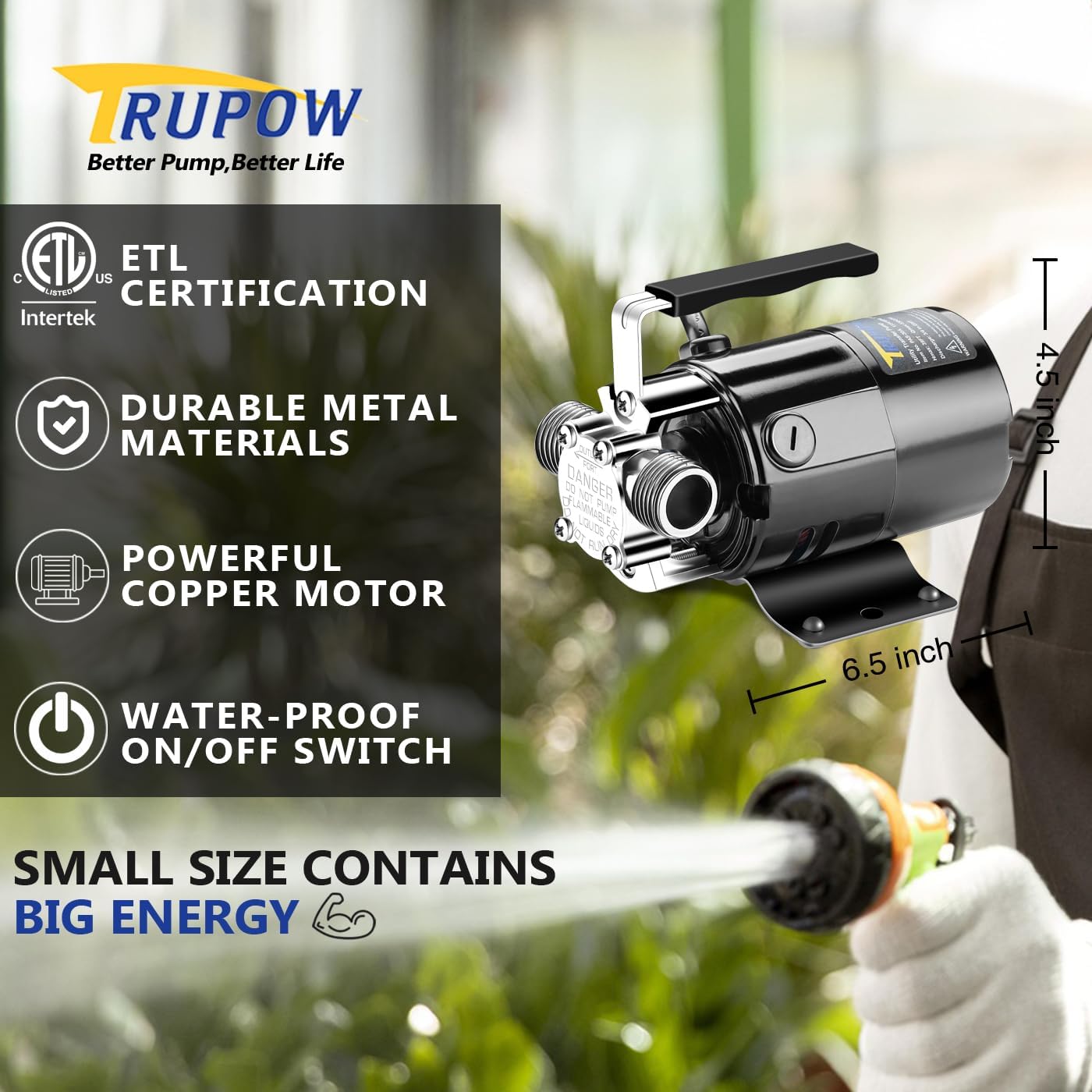 Water Transfer Pump, 115V 1/10HP 330GPH Electric Utility Water Pump with 6ft Water Hose Kit, Portable Small Water Pump For Pool Draining, Removing Water From Rain Barrel, Aquariums, etc.
