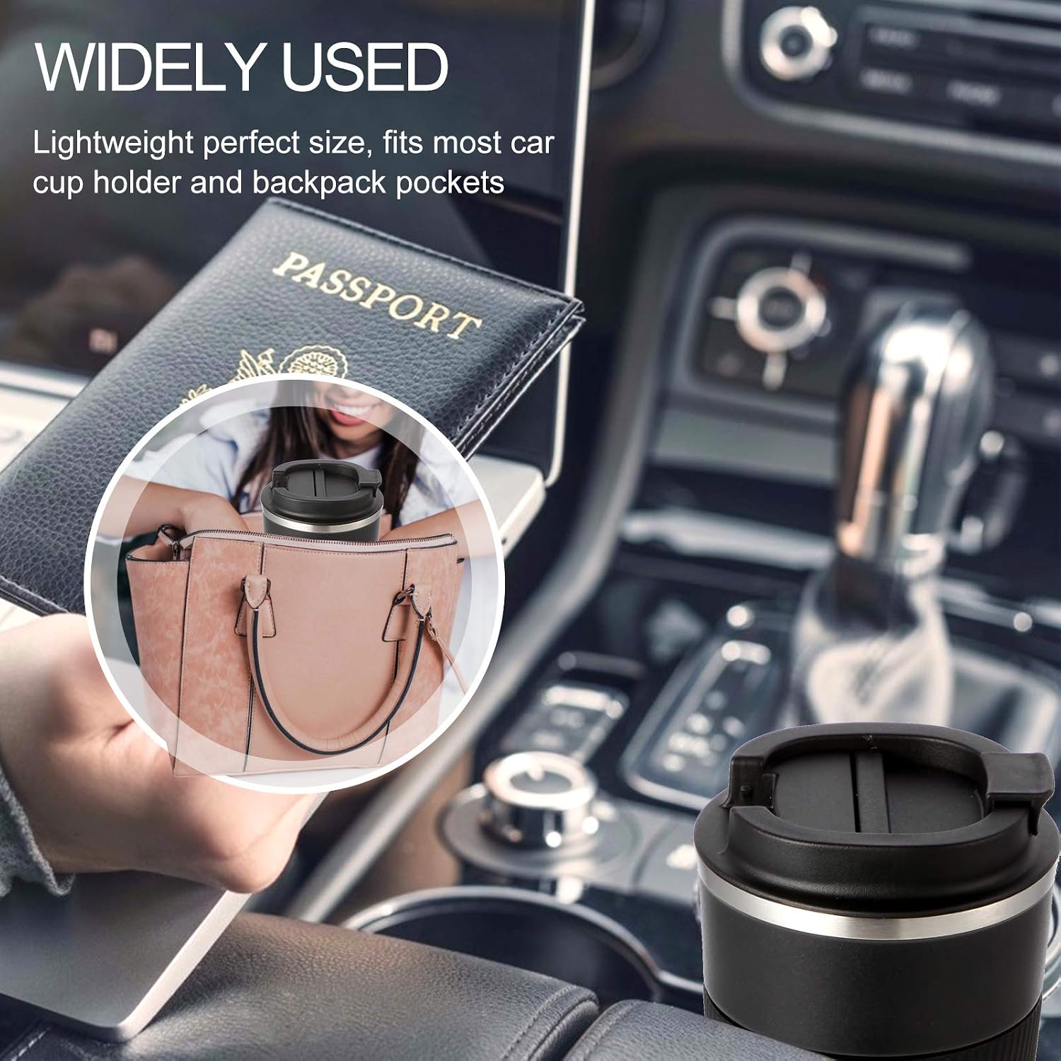 GEMFUL 2 Pack 17oz Insulated Travel Coffee Mug with Lid (Black/White)
