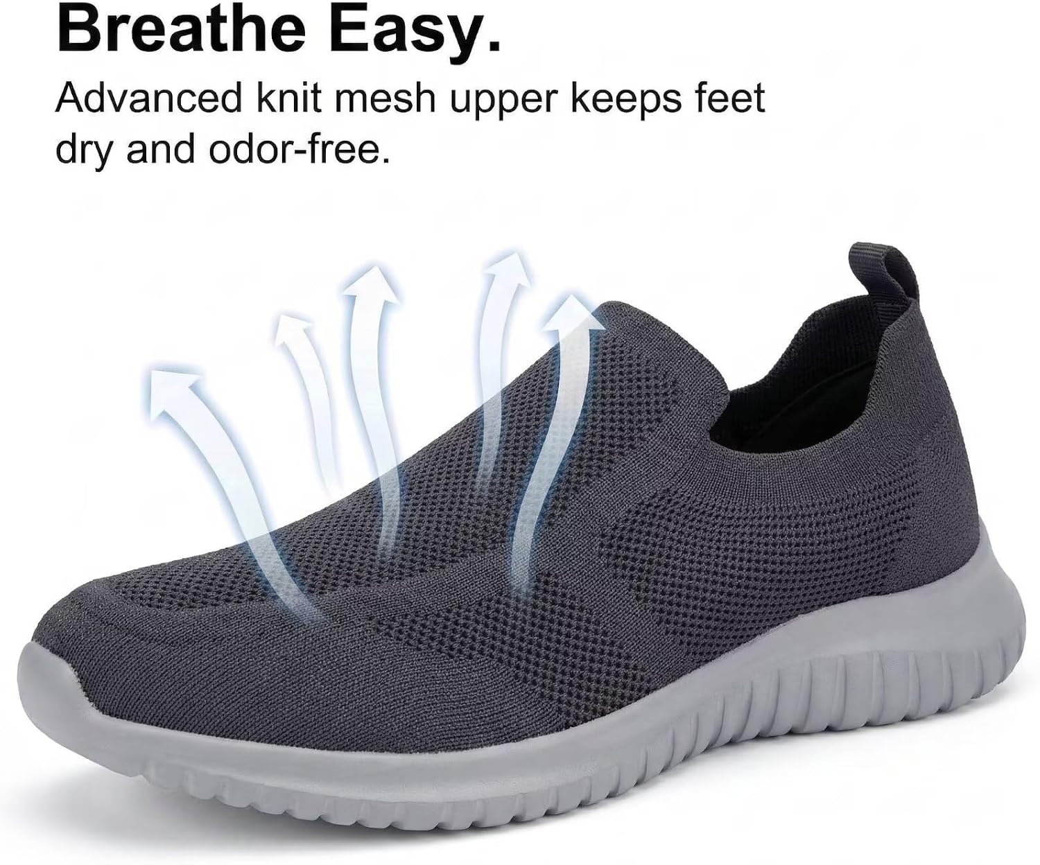 konhill Mens Slip-On Knit Walking Sneakers
