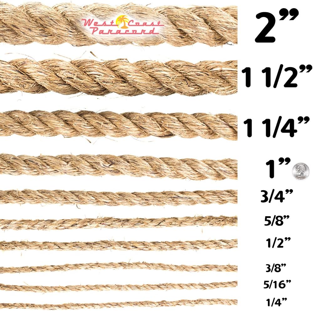 Twisted Manila Hemp Rope (1 Inch x 25 Feet)