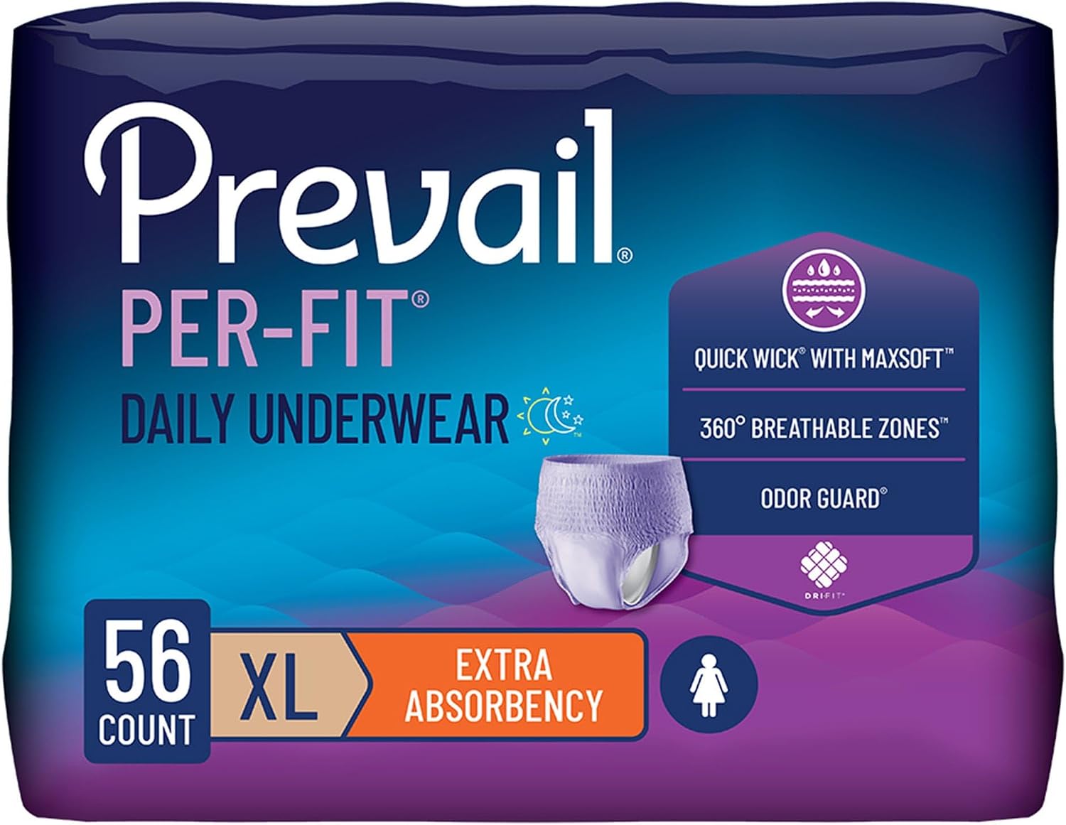 Prevail Per-Fit for Women Daily Protective Underwear, Pull-up Disposable Adult Diaper for Women, Extra Absorbency, Medium, 80 Count (4 Packs of 20) | Disposable, Incontinence, Extra Absorbency