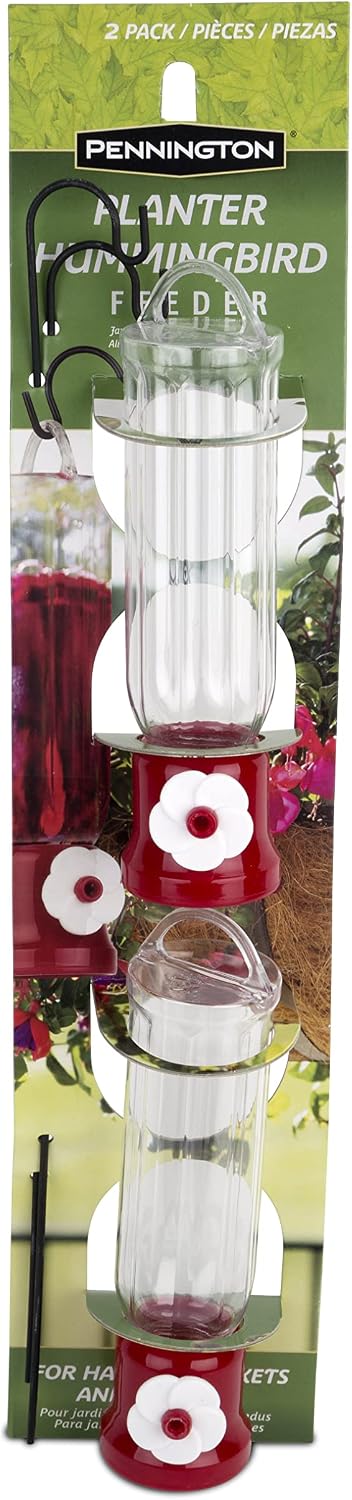 Pennington Planter Small Hummingbird Feeder, 2.3 Ounce Capacity | Hanging hummingbird feeder, dishwasher safe, disassembles fully