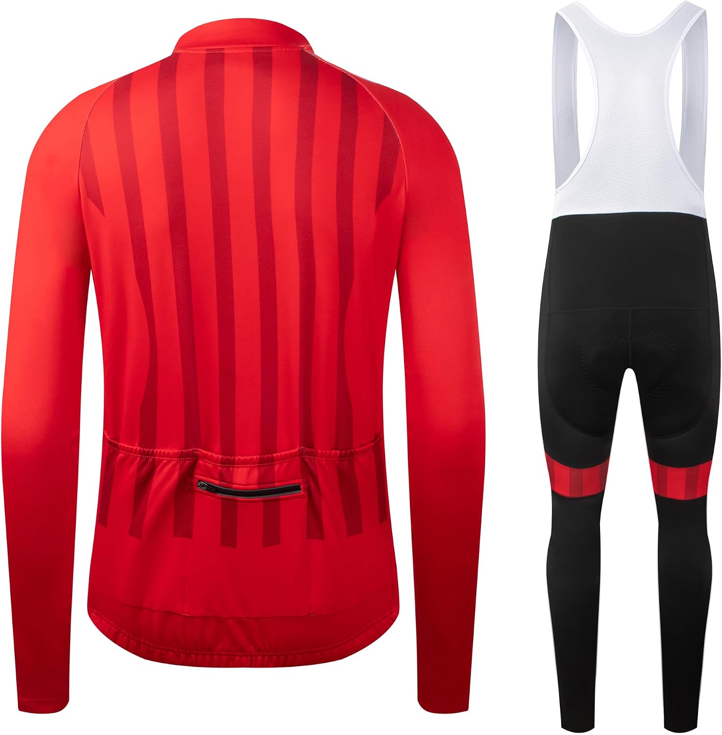 Coconut Ropamo CR Men's Cycling Clothing Set Long Sleeve Cycling Jersey Zipper Pocket Bike Outfit Cycling Bib Pants 3D Padded