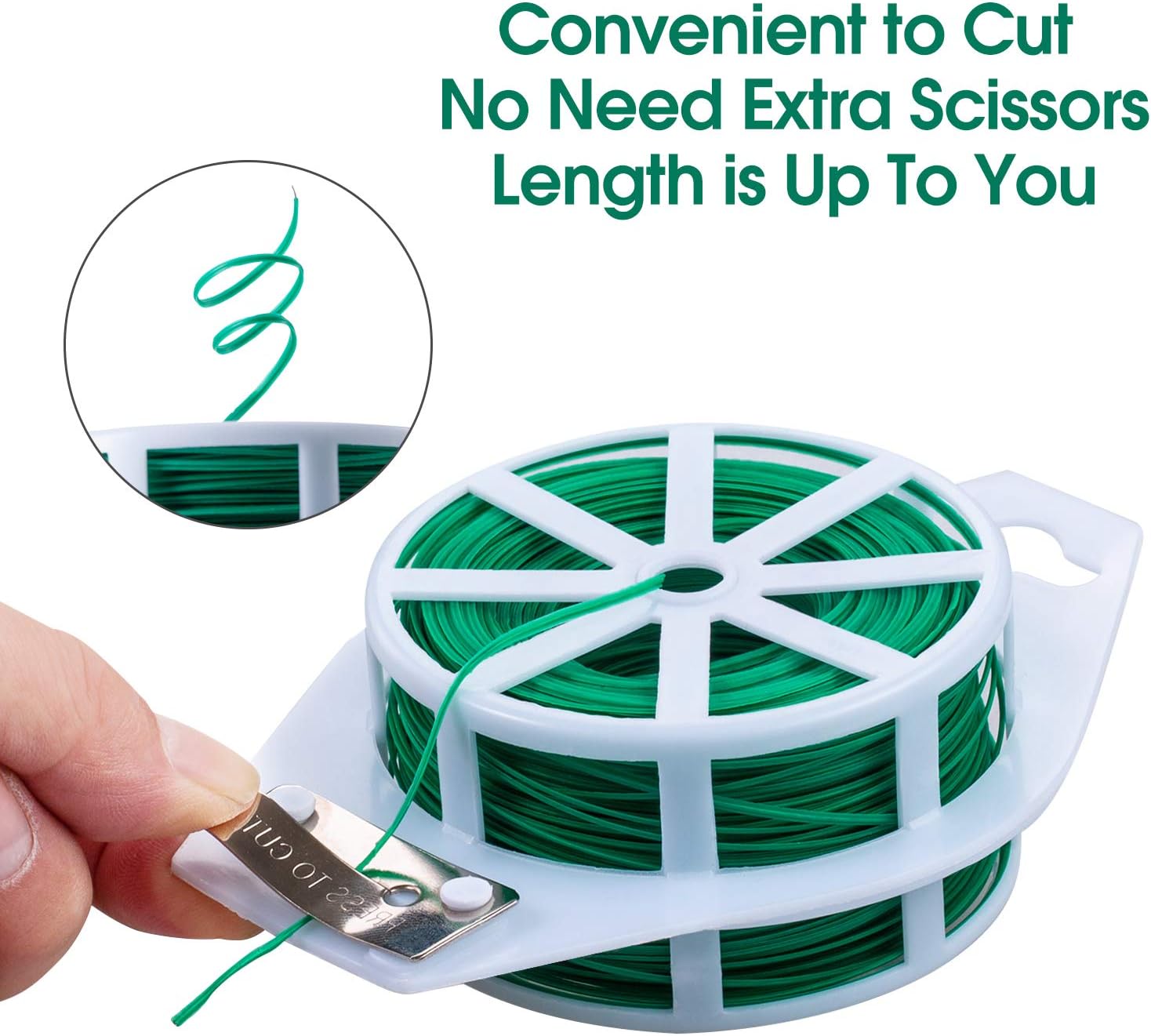 328 Feet (100m) Garden Plant Twist Tie with Cutter Reusable for Plants Growth and Care, Tie Wire Reel for Home and Office Cable Organization