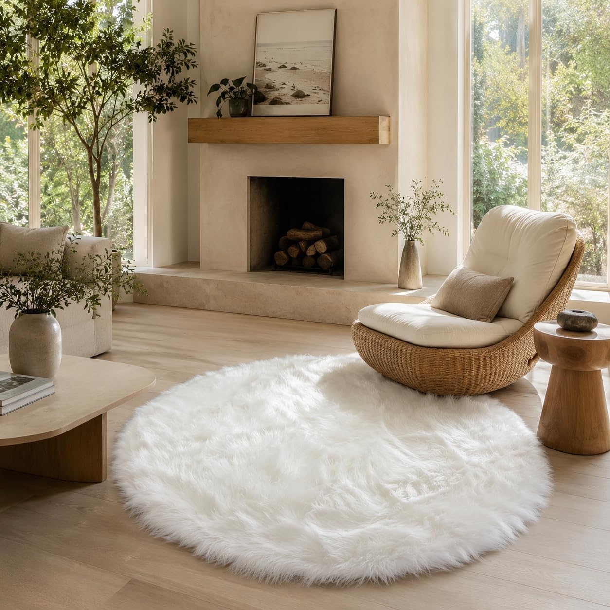 EasyJoy Ultra Soft Fluffy Shaggy Area Rug Faux Fur Rug Chair Cover Seat Pad Fuzzy Area Rug for Bedroom Floor Sofa Living Room (2 x 6 ft Sheepskin
