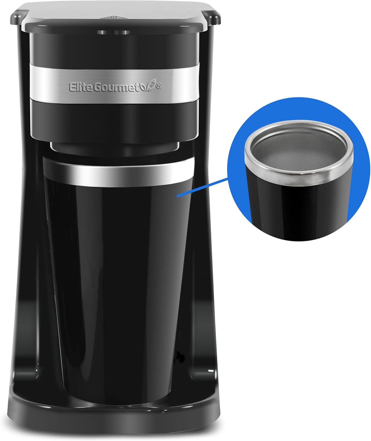 Elite Gourmet EHC111A Personal Single-Serve Compact Coffee Maker, Black