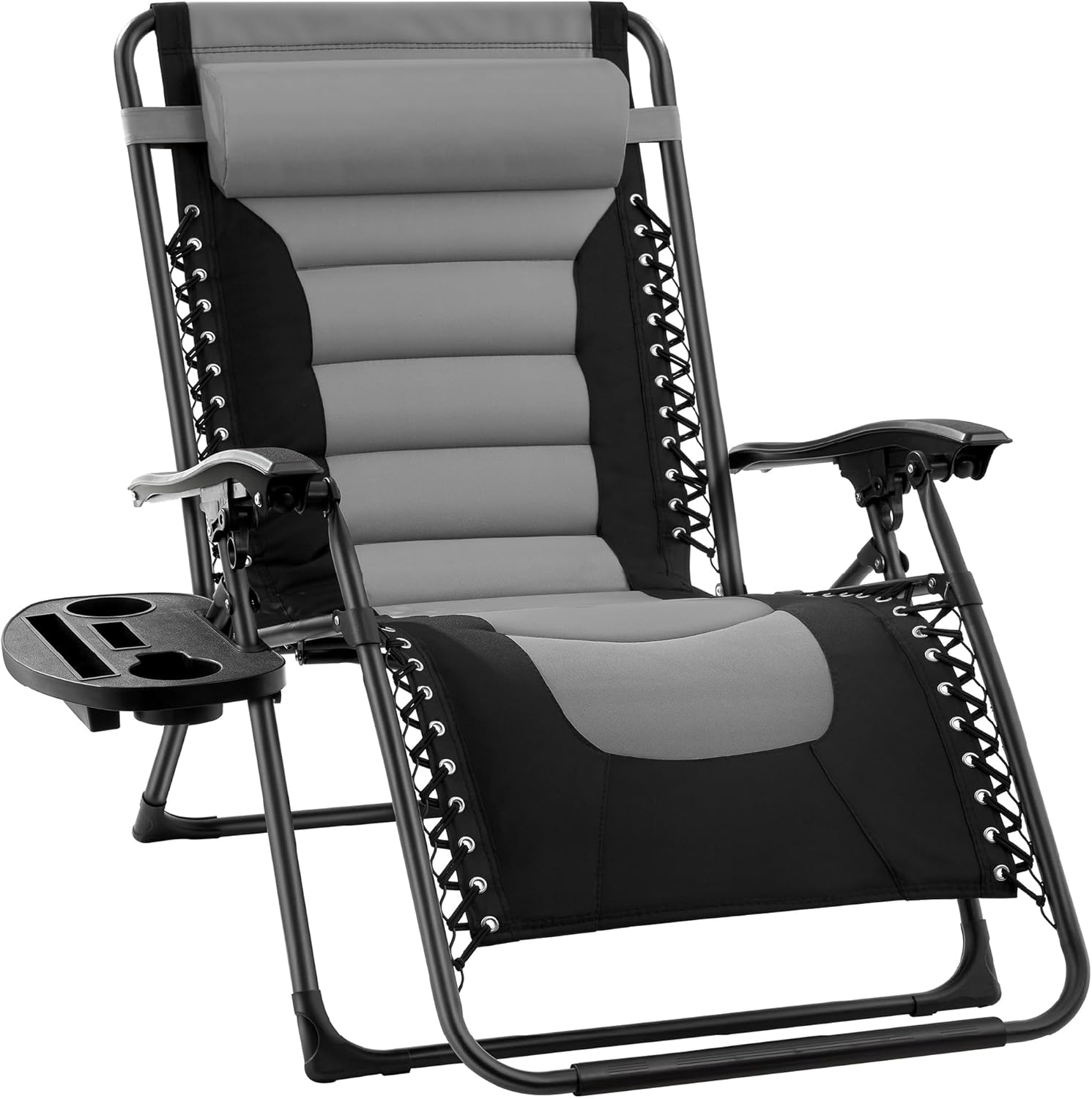 Best Choice Products Oversized Padded Zero Gravity Chair, Folding Outdoor Patio Recliner, XL Anti Gravity Lounger for Backyard w/Headrest, Cup Holder