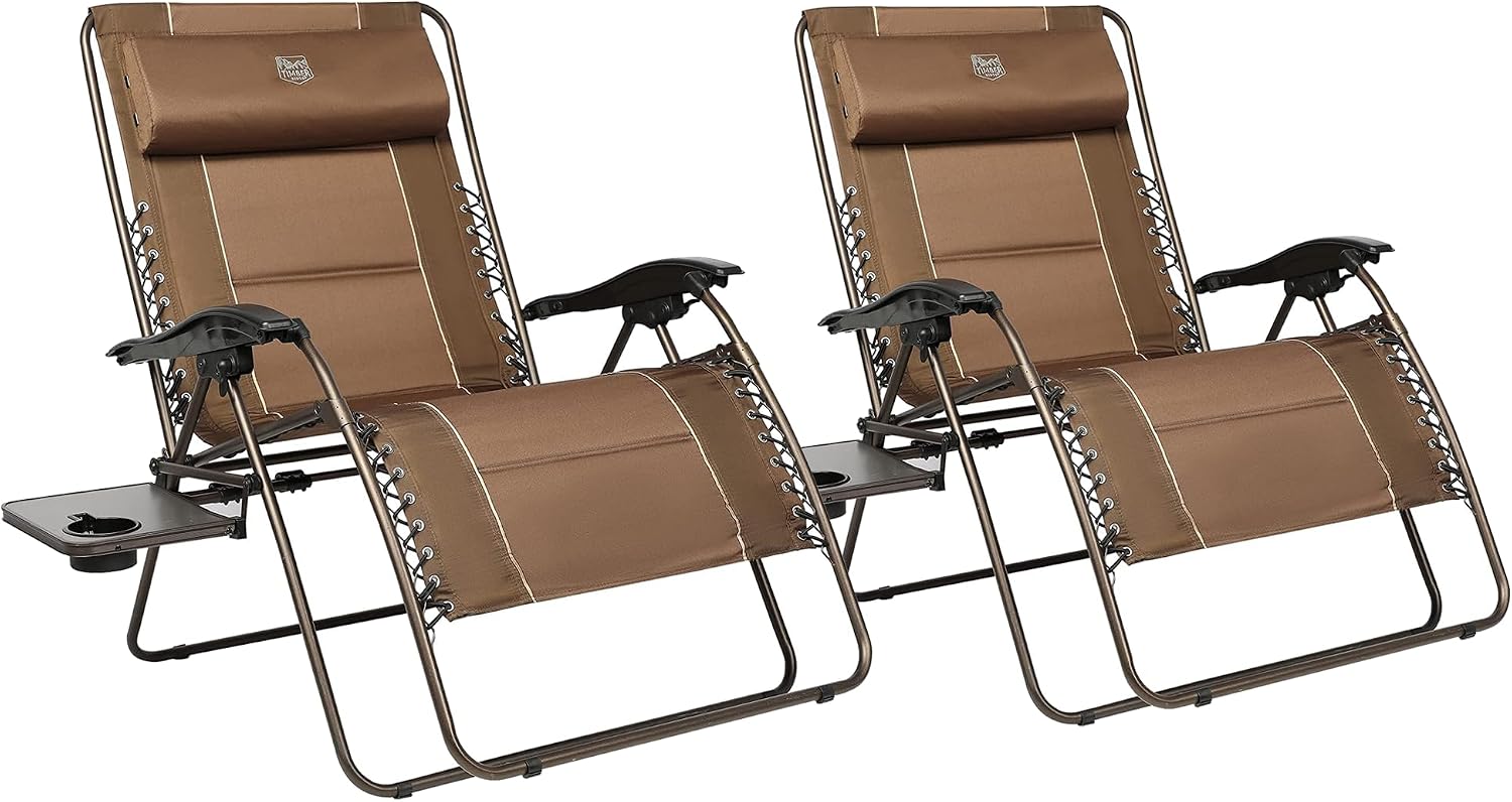 TIMBER RIDGE XXL Oversized Zero Gravity Chair, 33" Wide, 500 lb, Gray