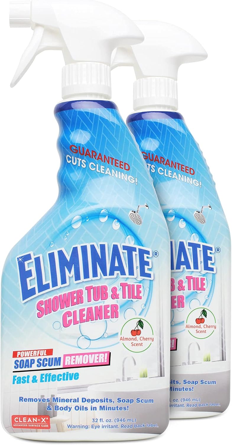 Clean-X Eliminate Shower Tub & Tile Cleaner- 32 fl oz. - Shower Cleaner. Powerful Cleaner removes soap scum and hard water minerals by UNELKO