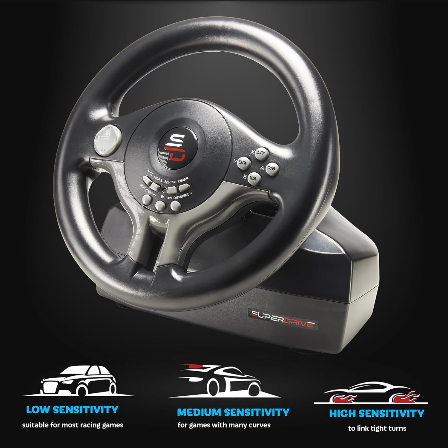 SUBSONIC Racing SV250 Gaming Steering Wheel Switch 2, PS4, Xbox & PC – 180°