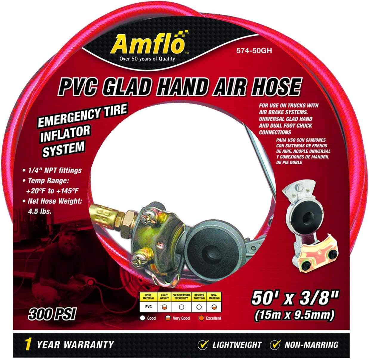 574-50GH 3/8" x 50' PVC Glad-Hand Air Hose
