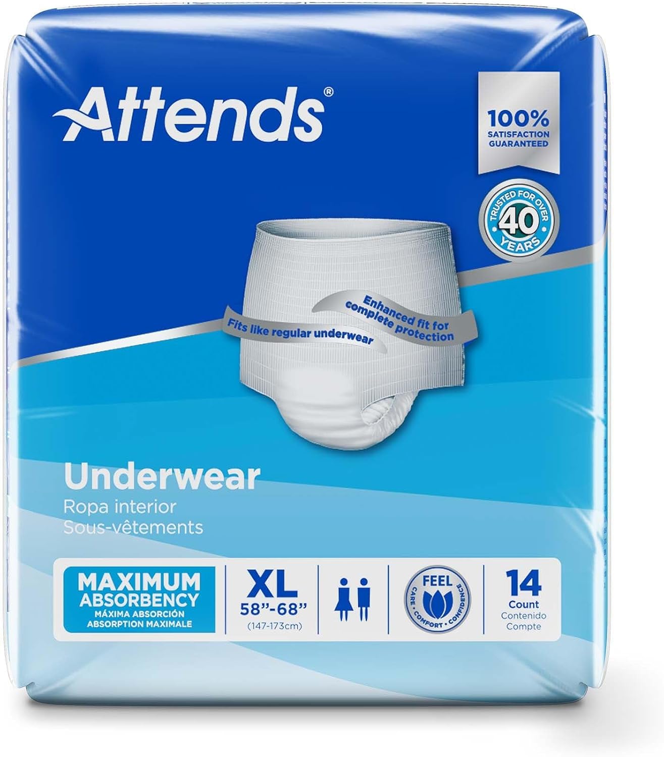 Attends Adult Absorbent Underwear, Medium, AP0720, Maximum, 80 ct | Disposable Pull-On Diapers with Tear-Away Sides and Breathable Waistband