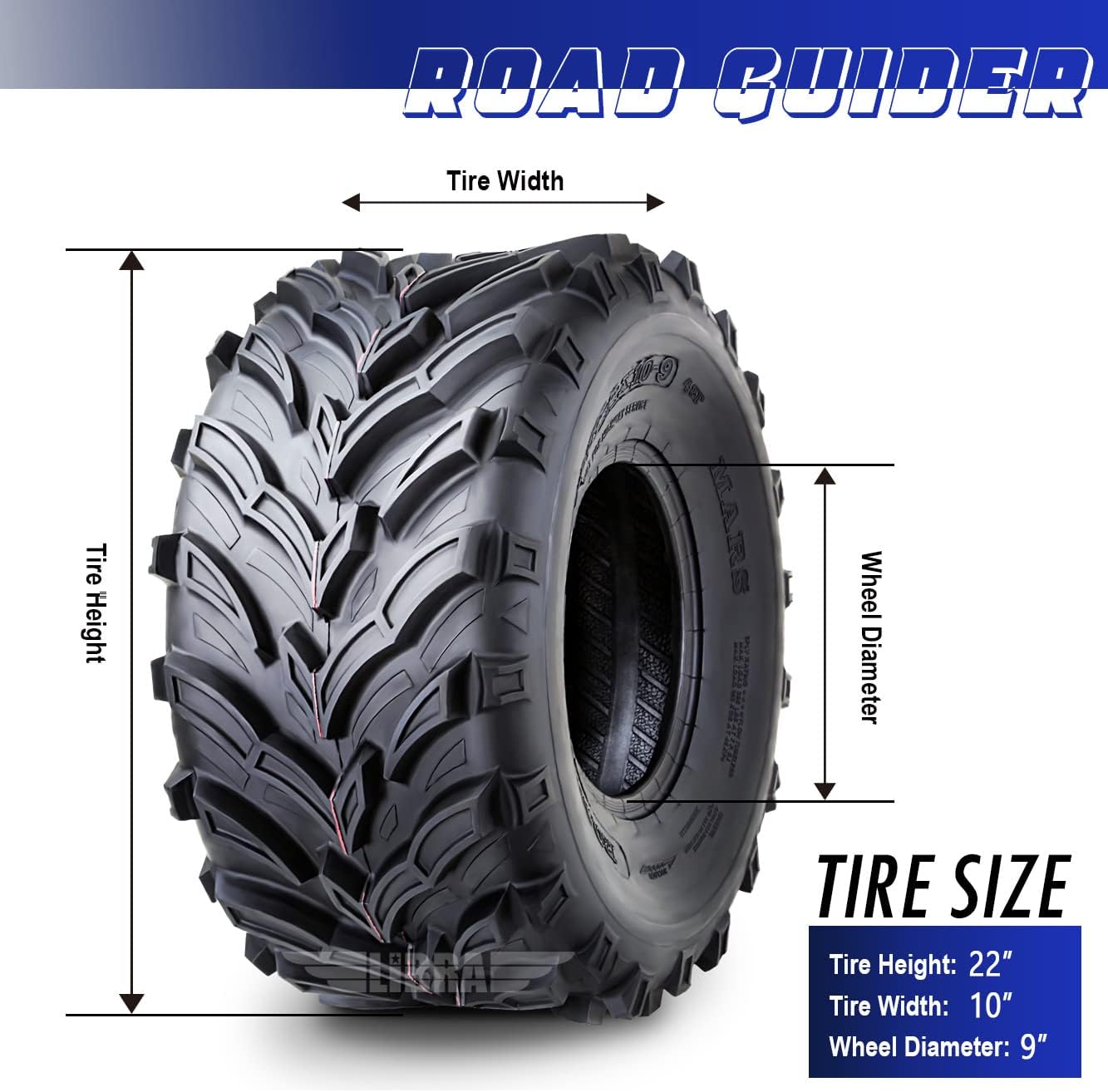 ROADGUIDER ATV Mud Tire 22x10-9 6PR for Honda Recon 250 Suzuki Ozark 250