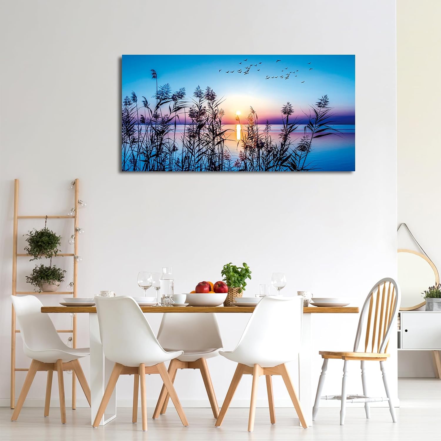 arteWOODS Ocean Wave Canvas Wall Art Beach Sunset Pictures Coastal Nature Artwork Blue Sea Painting Prints for Living Room Bedroom Home Office Decoration 20" x 40"