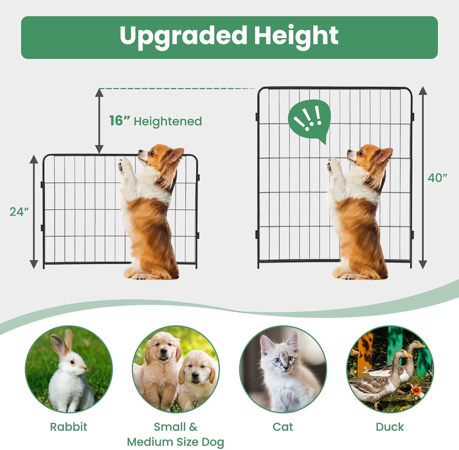 S AFSTAR 16 Panels Metal Dog Playpen, 48" Height Dog Fence Exercise Pen with Doors for Large Medium Small Dogs Rabbits Cats, Foldable Pet Puppy Playpen for Indoor & Outdoor Yard (Black)