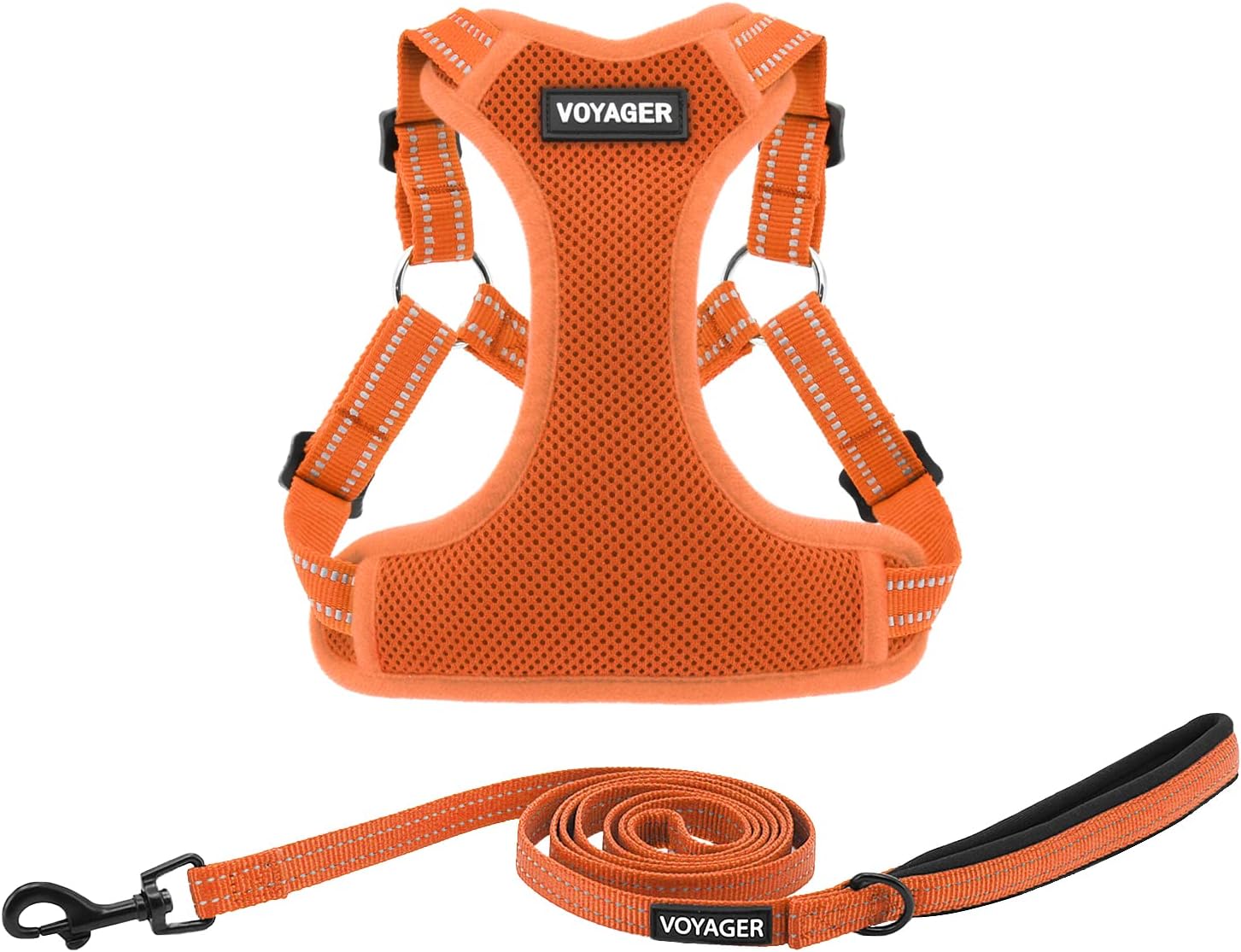 Voyager Step-in Flex Adjustable Dog Harness - Black, Medium | 17 - 21" in Chest, Fully Adjustable, Reflective Bands, All Weather Breathable Air Mesh, Lightweight, Fast Drying