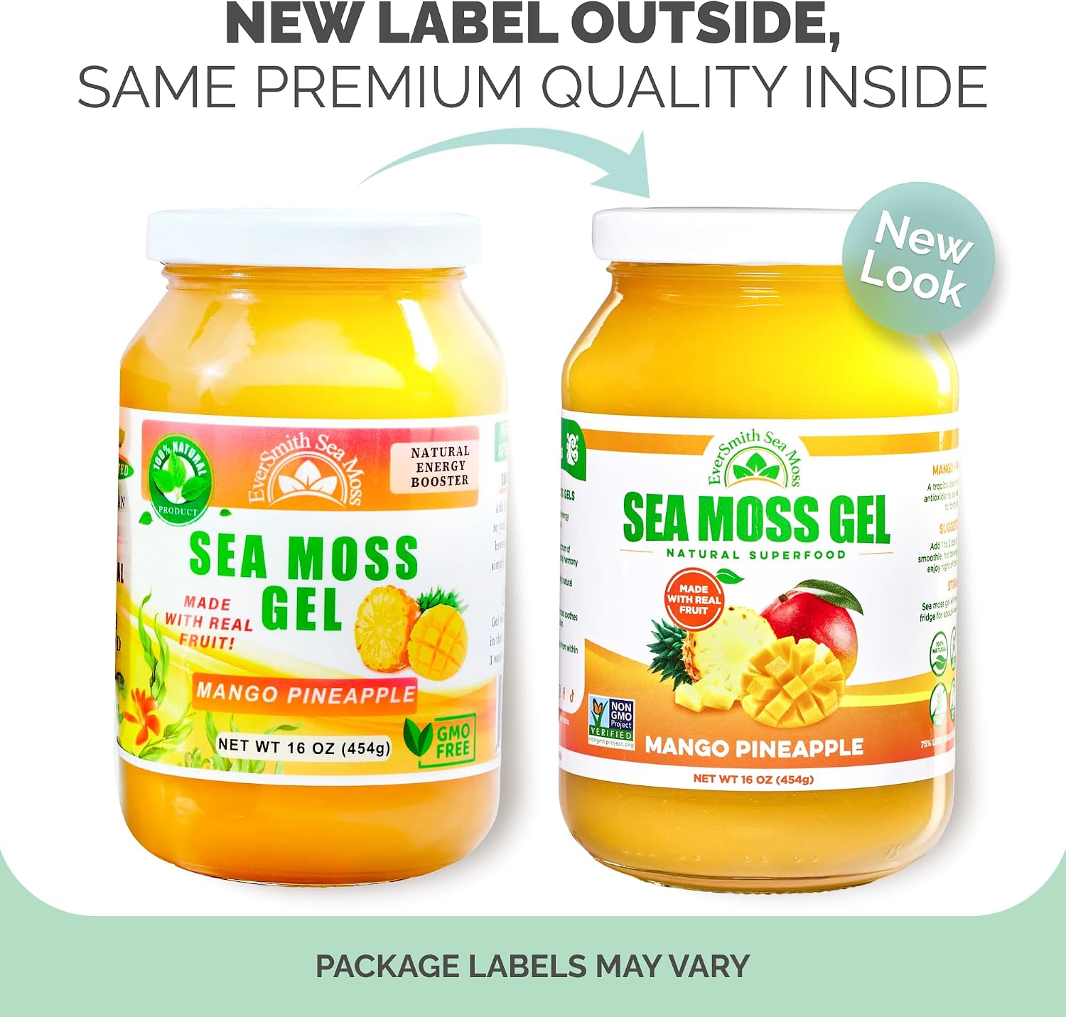 EverSmith Organics Wildcrafted Irish Sea Moss Gel, Mango Pineapple, 1 Jar