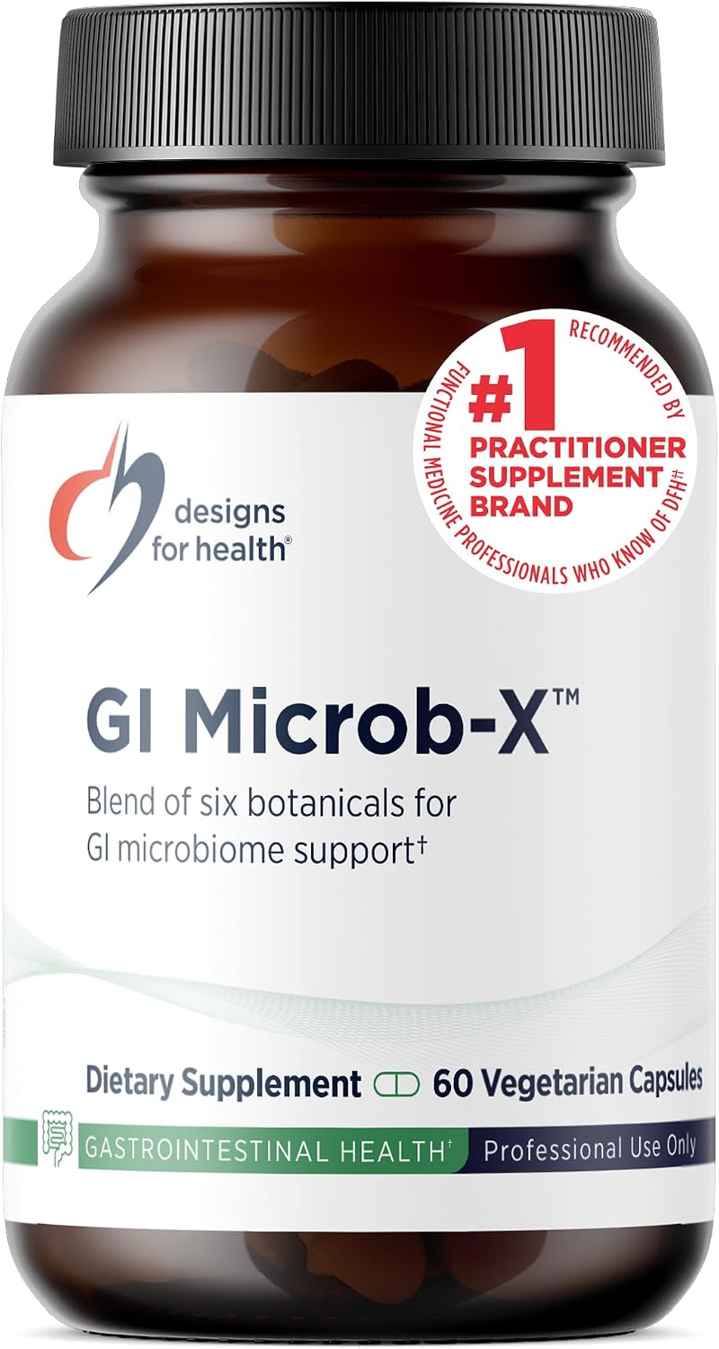 Designs for Health GI Microb-X - Botanical Gut Support, Cleanse + Detox Supplement with Tribulus, Berberine + Barberry Extract - Vegetarian + Non-GMO (60 Capsules)
