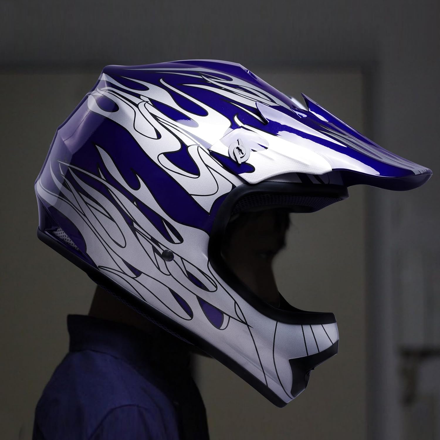 SLMOTO ATV Helmets for Kids Youth DOT Motocross Offroad Street Helmet Motorcycle Blue Helmet Dirt Bike Motocross Helmet+Goggles+Gloves
