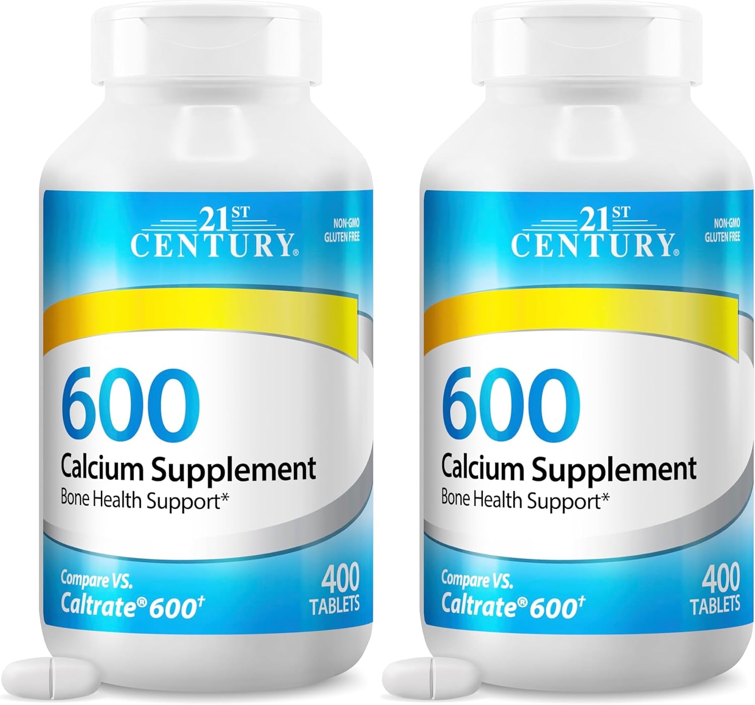 21st Century Calcium 600mg Tablets, Bone Strength Support, 75 Count | Calcium Carbonate 600 mg, Compare VS. Caltrate® 600, Bone Strength & Density Support, Vegan-Friendly, Non-GMO, Gluten Free