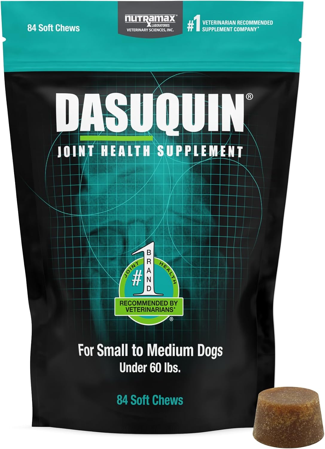Nutramax Dasuquin Joint Supplement, Small/Med Dogs, Soft Chews, 84ct | Glucosamine and Chondroitin Joint Health Supplement for Dogs under 60 lbs, Soft Chews, With ASU, All Ages