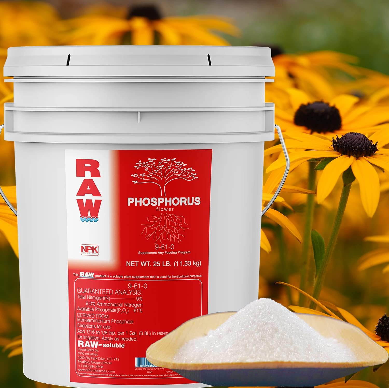 RAW Phosphorus Fertilizer - Water Soluble, High Phosphorus for Plants, 10lb | Energy for Fruit and Flower - Ideal Hydroponic Phosporus Fertilizer for Indoor Plants, Gardens and Vegetables