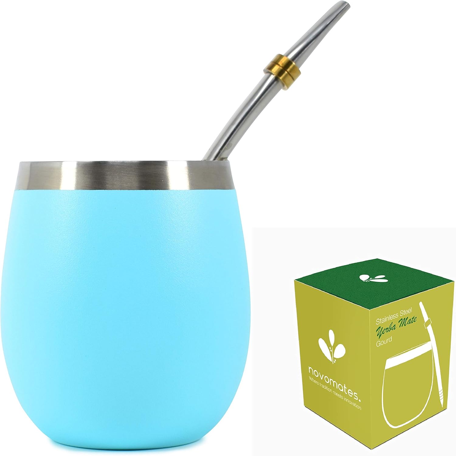 [NEW] Mate Cup and Bombilla Set - Mate Gourd - Includes Double Wall Stainless Steel Yerba Mate Tea Cup with Stanley Steel Mate Straw – Bombilla
