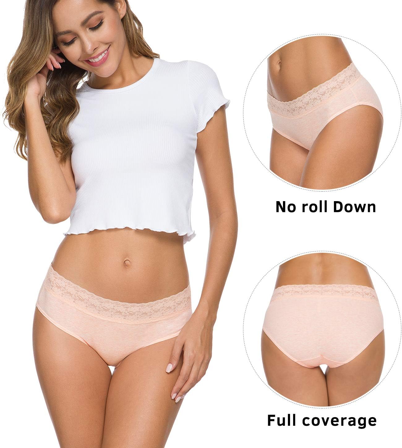 Hipster Panties for Women Underwear Lace Bikini Hip-huggers Panties 5 Pack