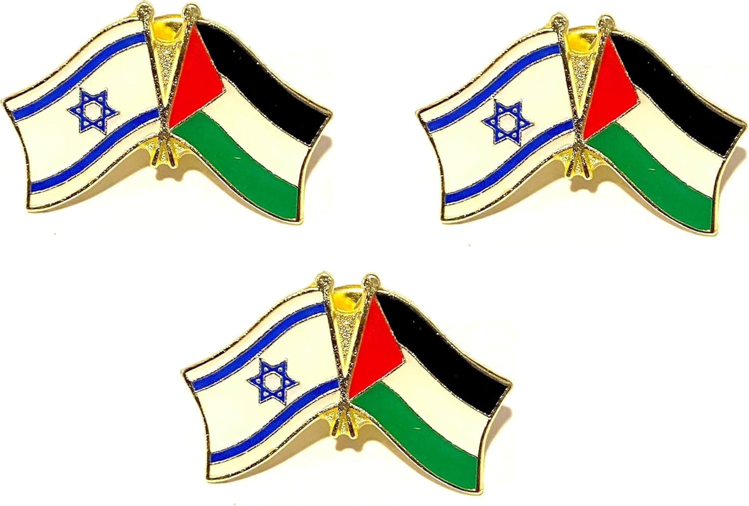 3 National Country Flag Crossed Enamel Flag Pins Pack of 3 Friendship Double Flags