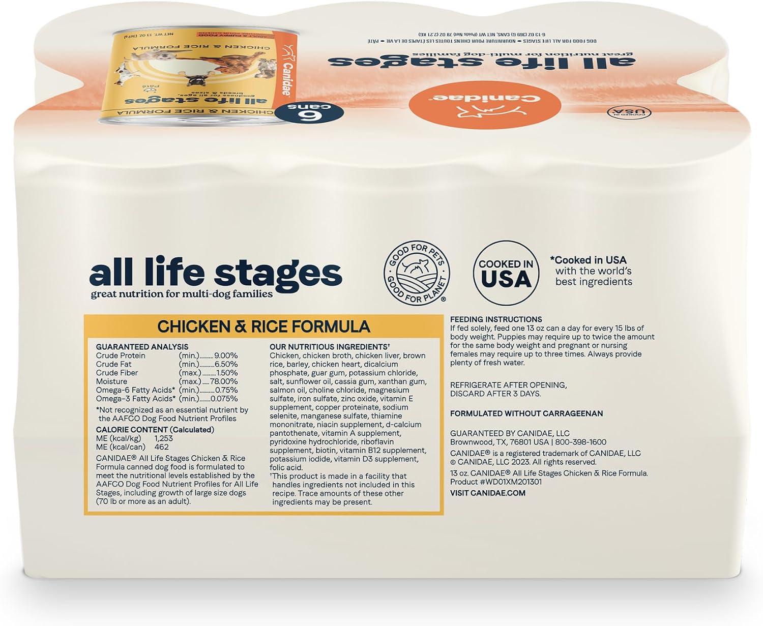 Canidae All Life Stages Premium Wet Dog Food for All Breeds, All Ages, Chicken & Rice Recipe, 13 oz. (Case of 12)