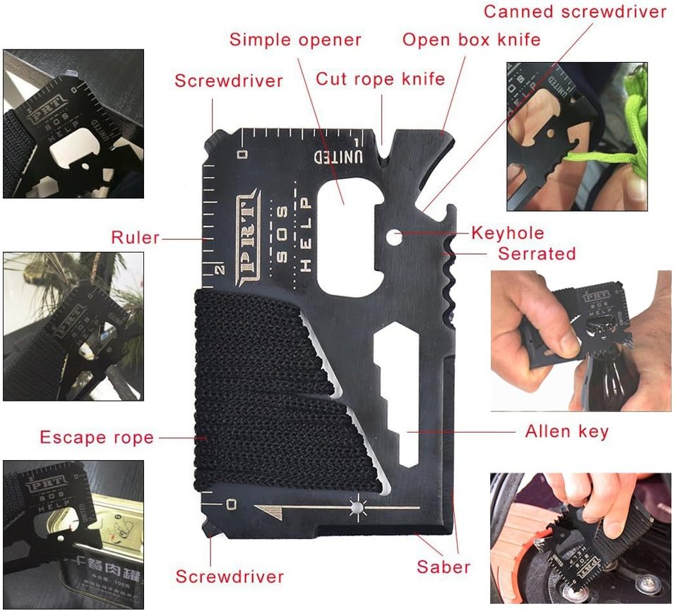 XUANLAN Emergency Survival Kit 13 in 1, Outdoor Survival Gear Tool with Survival Bracelet, Fire Starter, Whistle, Wood Cutter, Water Bottle Clip