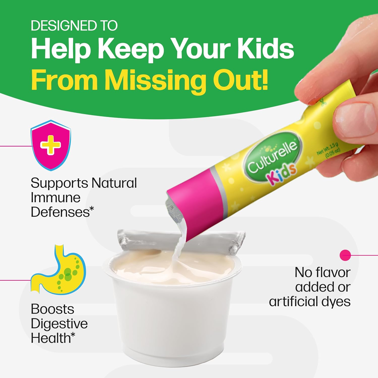 Culturelle Kids Packets Daily Probiotic Supplement | Helps Support a Healthy Immune & Digestive System* | #1 Pediatrician Recommended Brand††† | 50 Single Packets | Package May Vary | From the #1 Pediatrician-Recommended Brand± Digestive Gut Health & Imm…