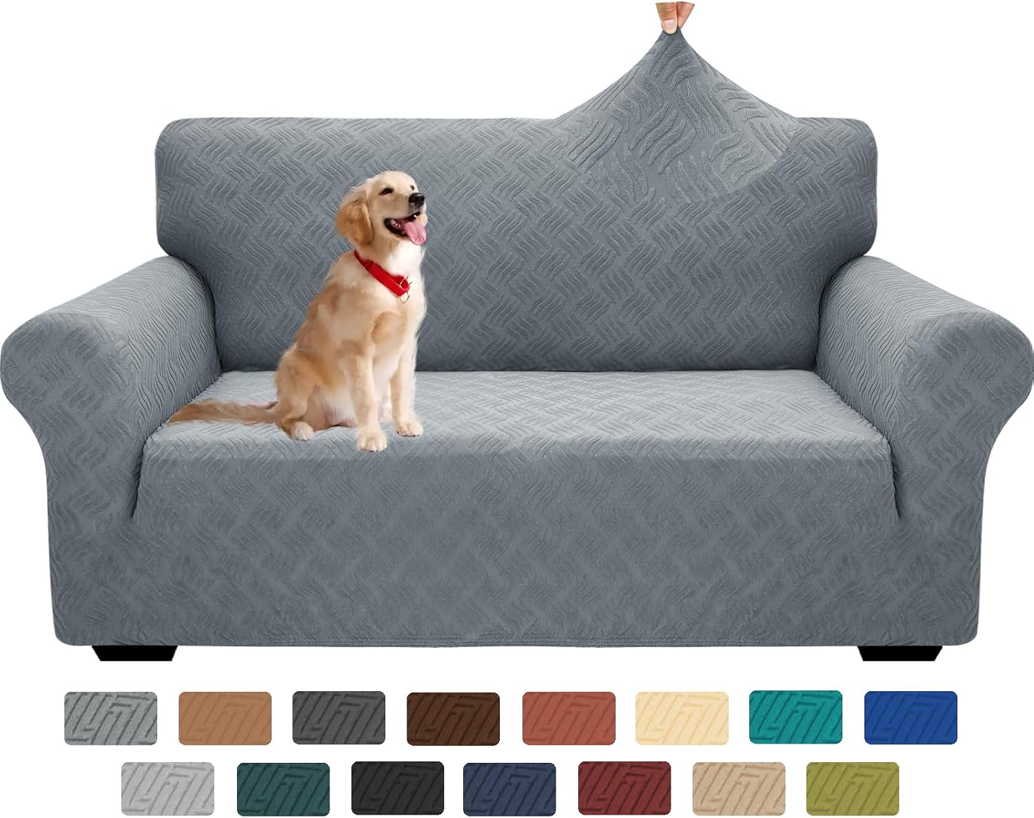 YEMYHOM Couch Cover Latest Jacquard Design High Stretch Sofa Covers for 2 Cushion Couch