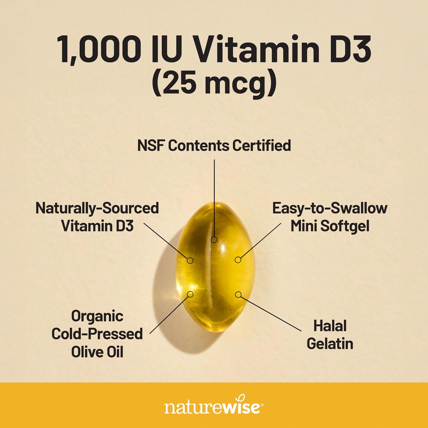 NatureWise Vitamin D3 5000IU Supplement, Immune Support, 360 Mini Softgels