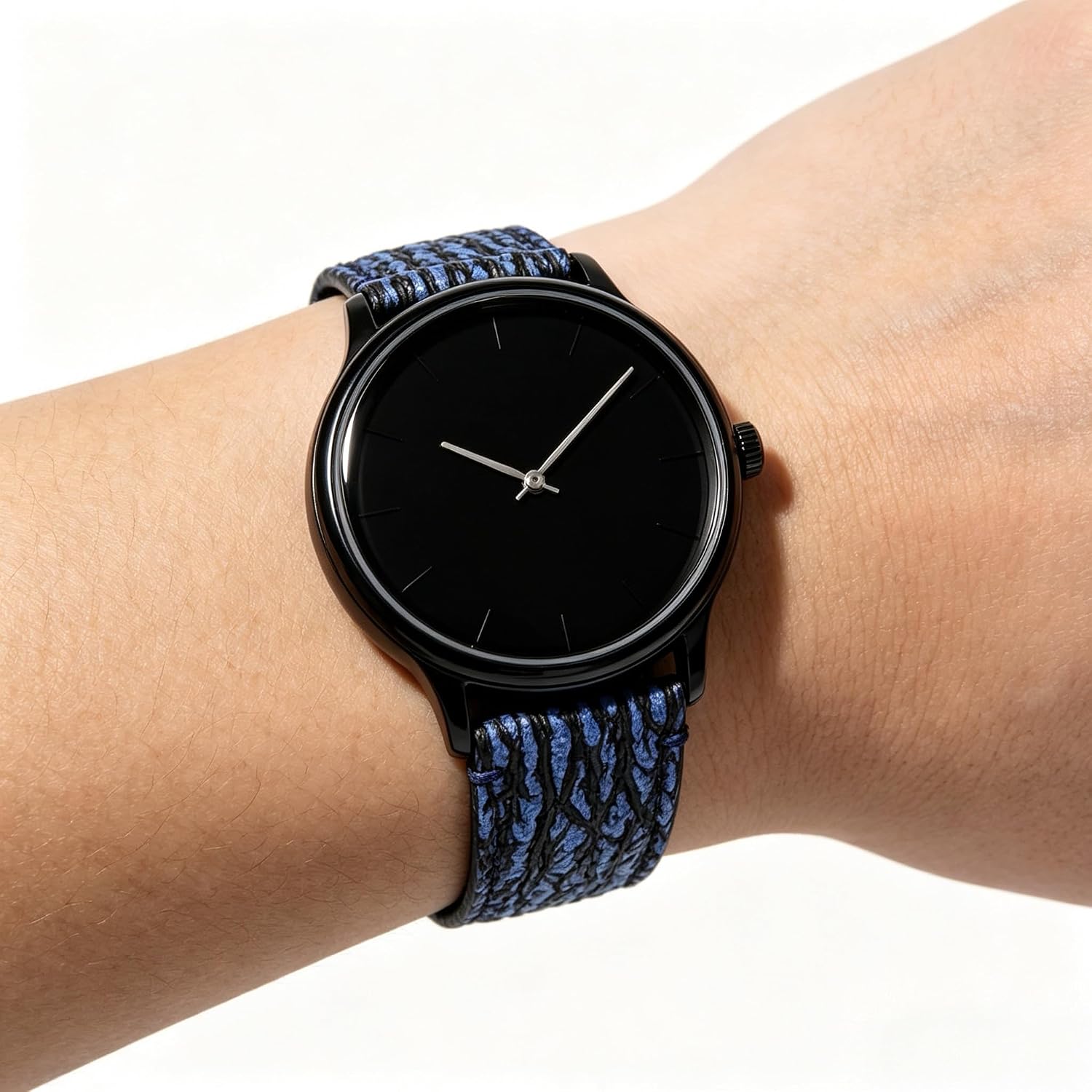Moran Genuine Leather Watch Band 18mm 19mm 20mm 21mm 22mm 23mm 24mm Calf Grain Watch Strap for Men and Women 18mm Black-Silver Buckle