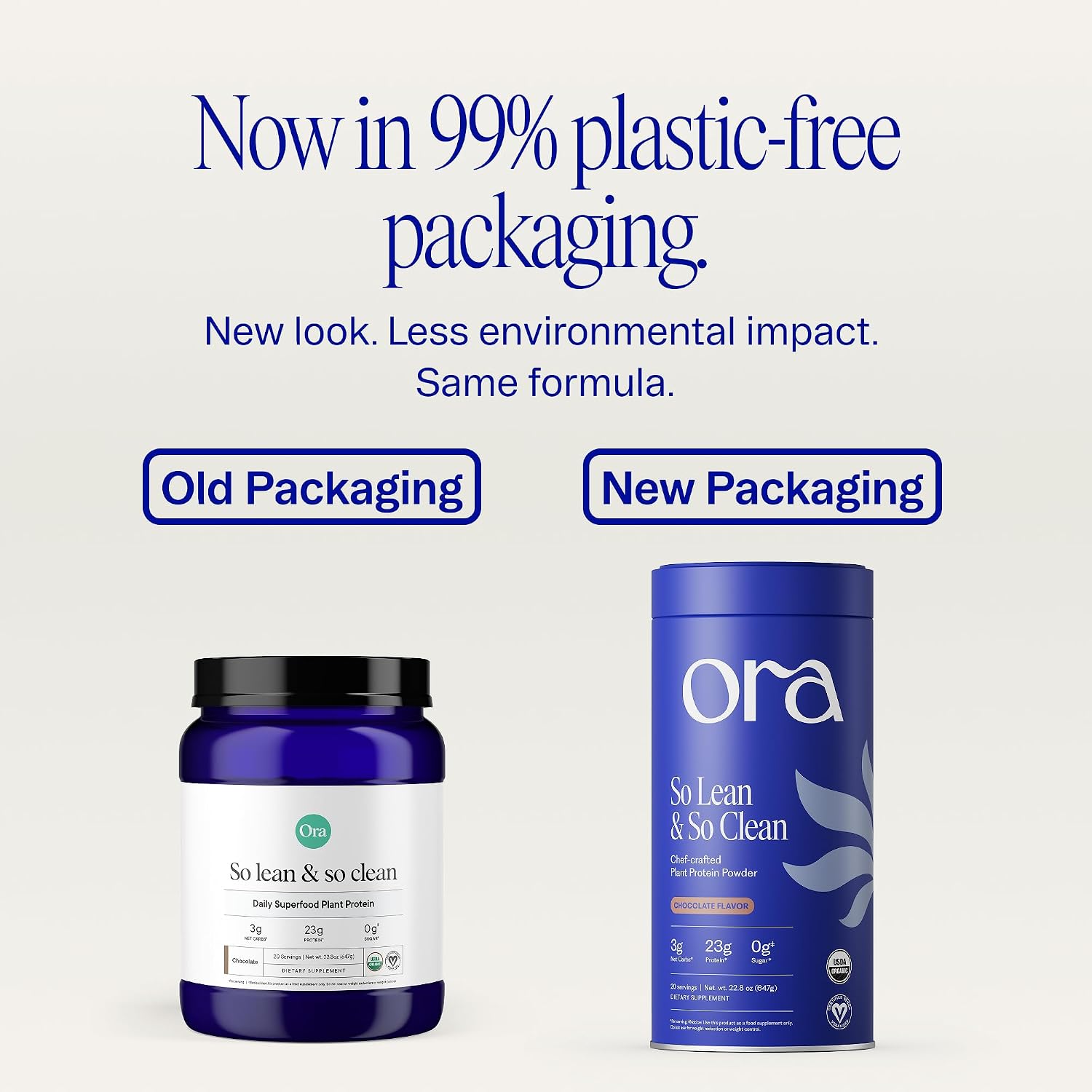 Ora Organic Plant-Based Protein Powder - 23g Protein for Women and Men - Vanilla Flavor 20 Servings, Vegan, Clean Protein, Third-Party Tested, Gluten-Free - 20 Servings