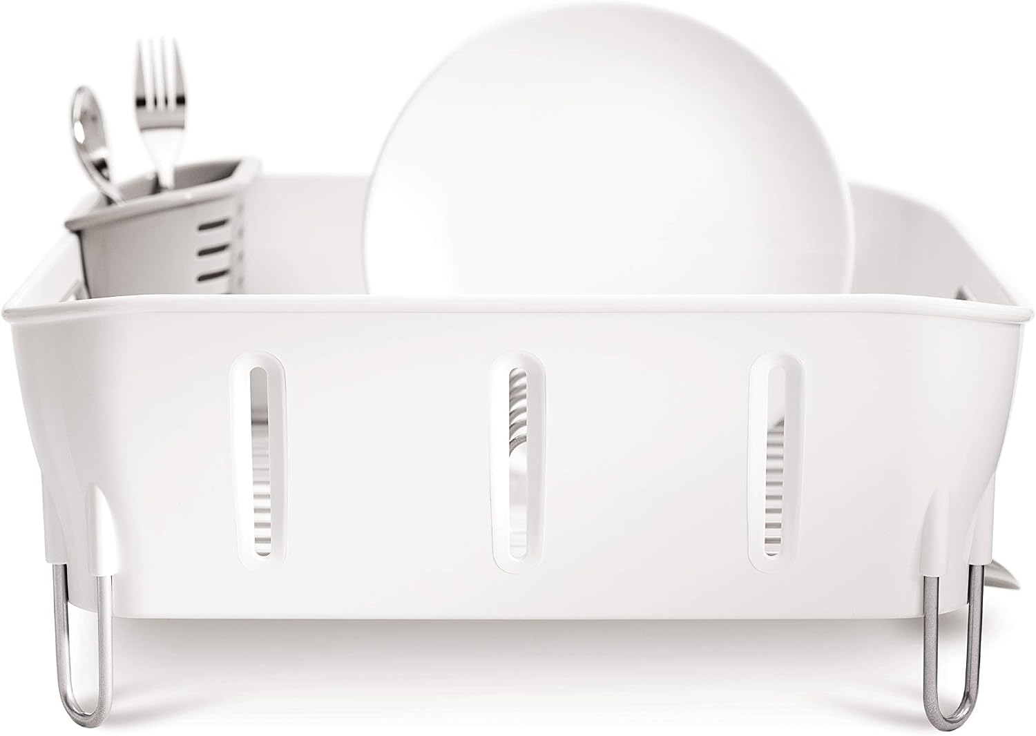 simplehuman Compact Dish Rack, White Plastic