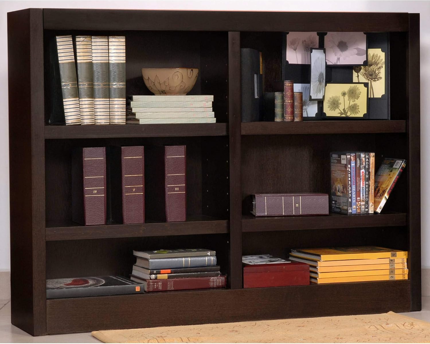 Concepts in Wood MI4836 6 Shelf Double Wide Wood Bookcase, 36 inch Tal (Espresso)