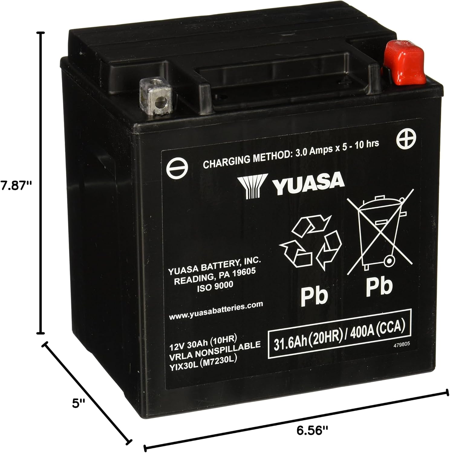 Yuasa YUAM7230L YIX30L Factory Activated YIX High Performance AGM Battery