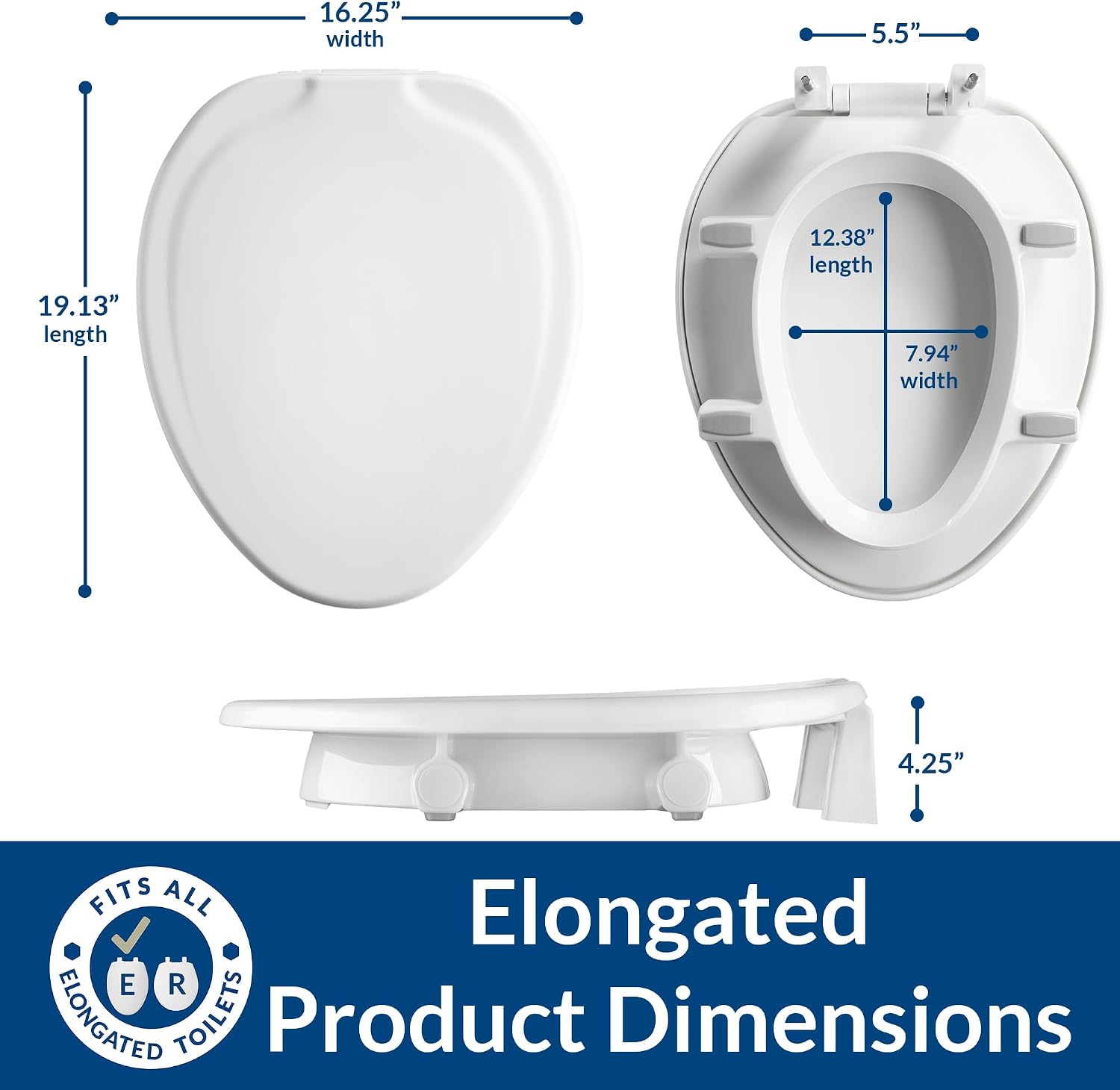 Bemis Assurance 3" Raised Toilet Seat for Seniors, Therapist Preferred for Safety, Secure Hinges, Clean Shield Guard, Elongated, White