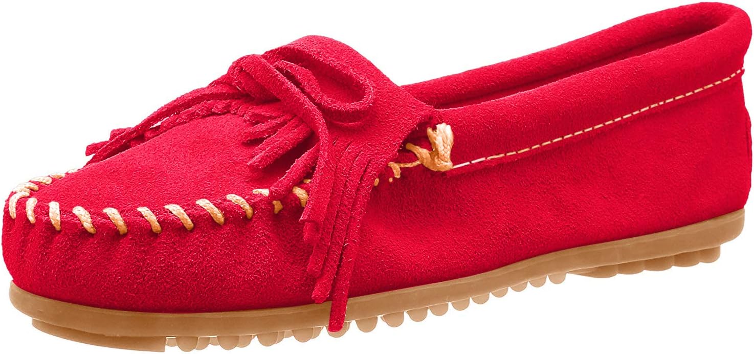 Minnetonka Women's Kilty Suede Hardsole Moccasin
