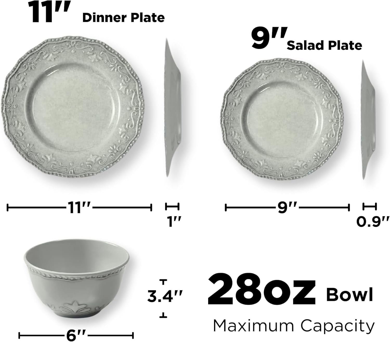 TP 18-Piece Dinnerware Set, Melamine Dishes Set with Bowls and Plates, Service for 6, Non-breakable Lightweight Dining Tableware, Teal