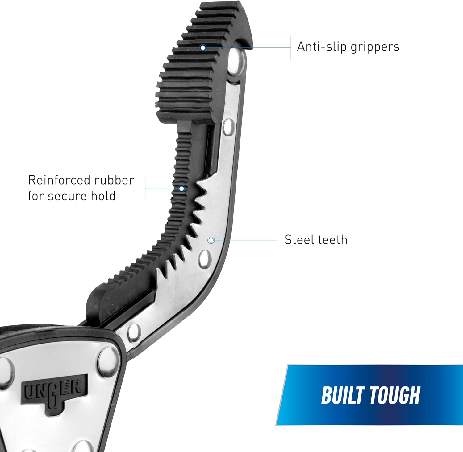 Unger Professional 42.5” Rugged Reacher Grabber Tool with Rotating Head, Outdoor Trash Picker Upper, Heavy Duty Claw Pickup