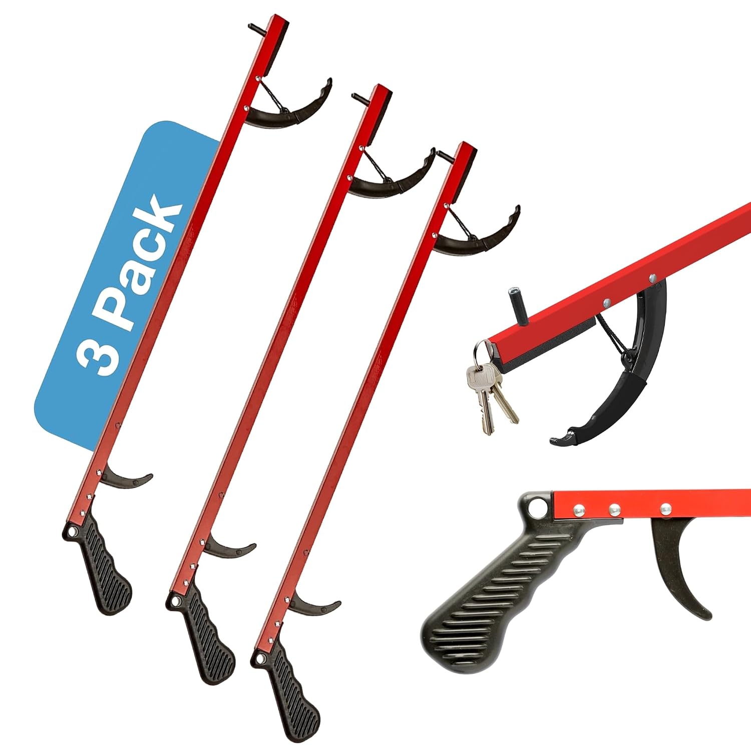 Sammons Preston Reacher, 32" Grabber Tool for Seniors, Magnetic Tip, Silver | Lightweight grabber reacher tool with magnetic tip, ergonomic grip and claw jaw, a reaching aid for seniors