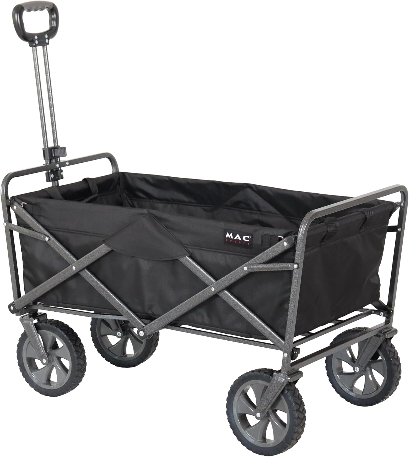 Mac Sports Heavy Duty Steel Frame Collapsible Folding 150 Pound Capacity Outdoor Camping Garden Utility Wagon Yard Cart, Red