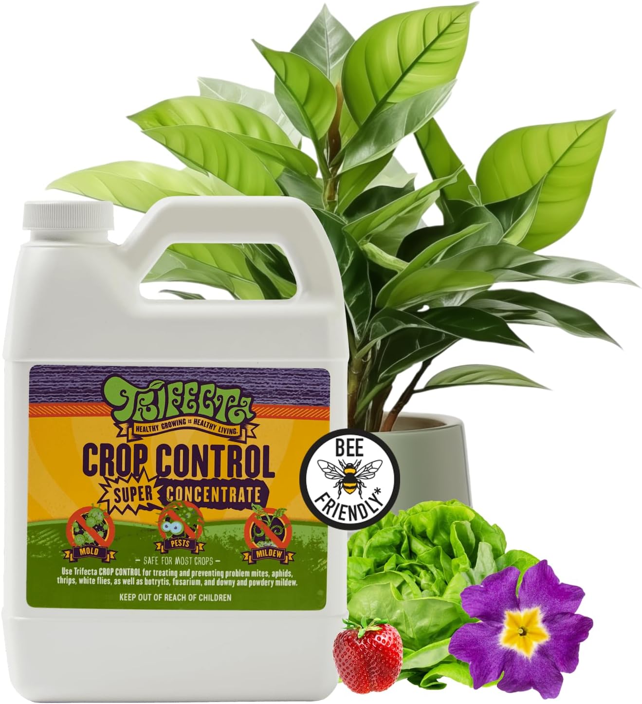 Trifecta Crop Control Super Concentrate | 4 oz | All-in-One Pesticide, Fungicide, Miticide And Insecticide | For Spider Mites, Mildew, Mold And Botrytis