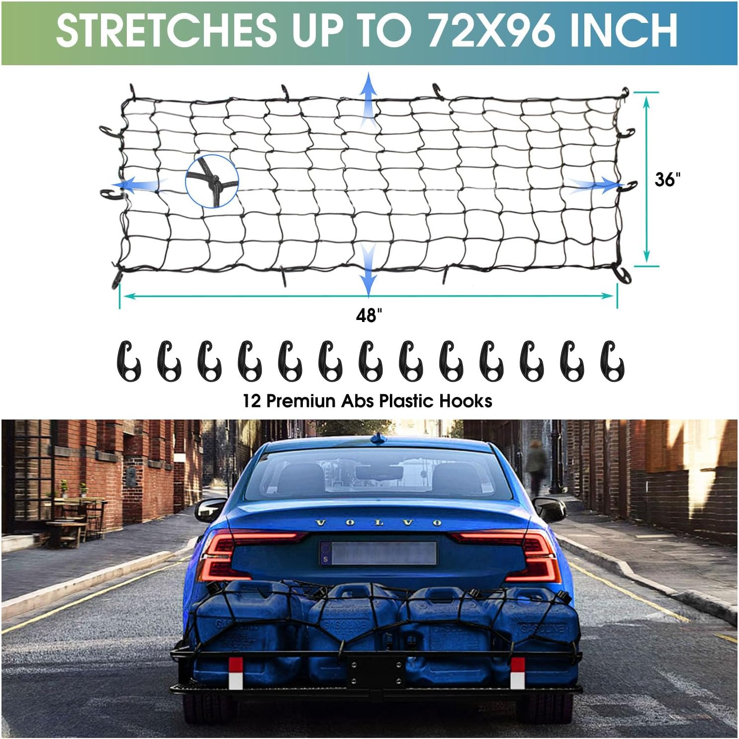 FORWODE 250LBS Universal Roof Rack Basket, 64"x39"x6" Rooftop Cargo Carrier Rack + Waterproof Cargo Bag 15 Cubic Feet(43"x34"x17")